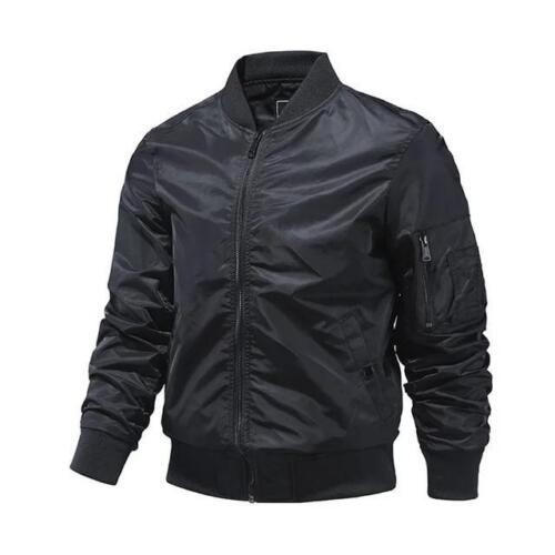 New Mens Heavy Weight Ma-1 Flight Bomber Jacket Full Zip Outerwear Coat Color - Picture 14 of 16