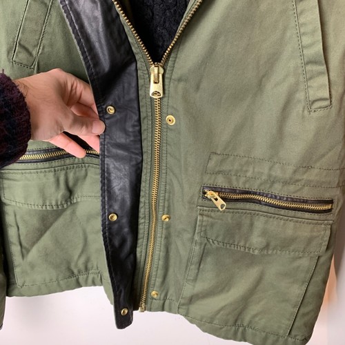 Topshop Tall Green Sherpa Lined Hooded Parka Coat Women's Size UK 10 Tall - Picture 10 of 14