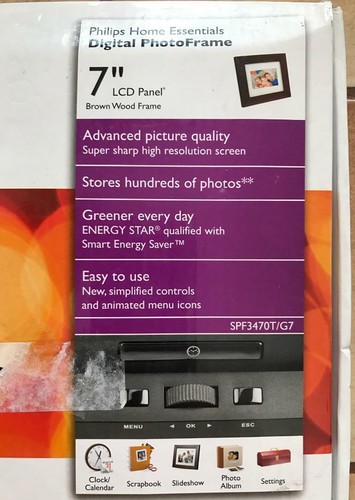 Philips SPF3470T/G7 7 Inch Digital Photo Frame LCD Panel Brown Wood Frame UNUSED - Picture 7 of 8
