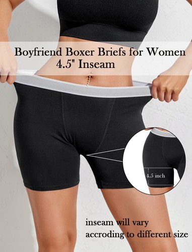 Women's Cotton Boxer Briefs Anti-Chafing Boy Shorts 4.5" Inseam 4-pk Size Large - Picture 3 of 5