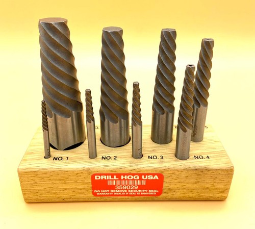 Drill Hog USA Spiral Easy Outs Set Round Screw Extractor Lifetime Warranty 8 Pc - Picture 2 of 4
