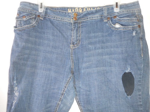 Hydraulic Jeans Damen 20 blau Standard Distressed geflickt gerades Bein Taschen - Bild 2 von 12