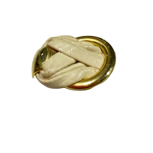VINTAGE Gold Plated With Ivory Fabric Shoe Clips Retro Grandmacore Cottagecore - Picture 7 of 7