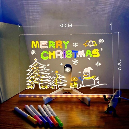 Acrylic Erase Board Clear LED Light Up Message Board Reusable Erase Boards J4O6 - Picture 11 of 14
