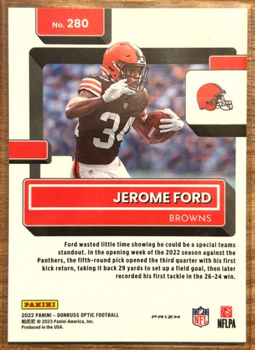 2022 Donruss Optic - Jerome Ford - Rated Rookie - Rocket Emoji Prizm SSP 🚀 - Bild 7 von 7