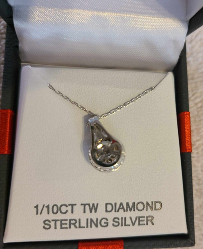 Diamond Pendant 1/10 CT. TW 18" Necklace in 925 Sterling Silver $125 Retail New - Picture 6 of 10