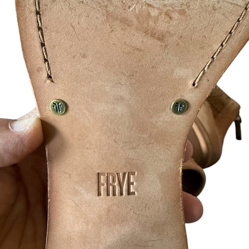 Frye Brielle Studded Deco Wood Ankle Strap Heels Padded Footbed Sz.10 - Picture 6 of 11