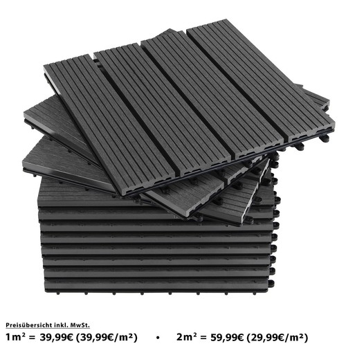 WPC Fliesen 30 x 30 Terrassenfliesen Klicksystem Fliese Holzoptik Klickfliesen - Bild 2 von 2