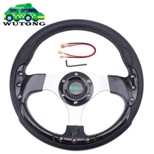 13" 320mm Flat Drift Racing Steering Wheel O Shape Horn Button Universal 6 Holes
