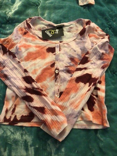 Art Class Girl’s Ribbed Button Down Long Sleeve Shirt Tie Dye NWT Medium 7/8 - Picture 4 of 5