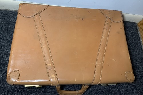 Vintage 50s GS Stylite Philadelphia PA Deluxe Suitcase Light Brown Leather Case - Picture 6 of 21