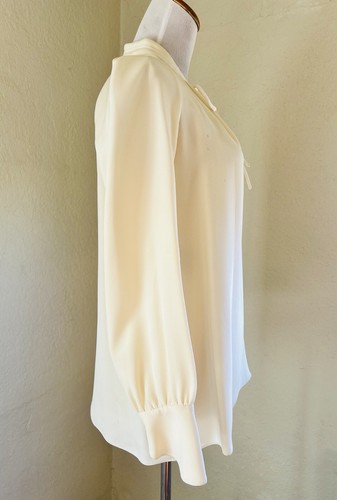 $650 DEREK LAM Sonia Ivory Silk Tie Neck Top Bow Front Tunic Long Sleeve 2 38 S - Picture 7 of 9