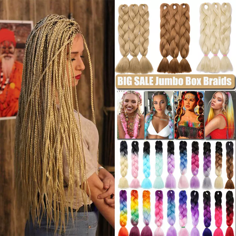 Original Jumbo Braids Hair Extension 3pcs Pure Blonde Color 24inch 100g/pc  For Twist Box Braiding Hair (613#)