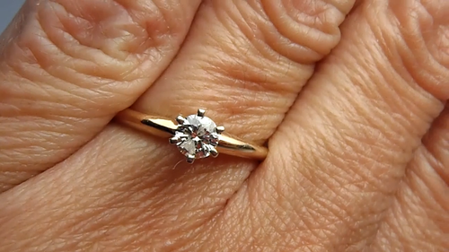 14K Solid Gold 1/4 CT Diamond Solitaire Engagement Ring Size 6 1/4 - Video 1 of 1