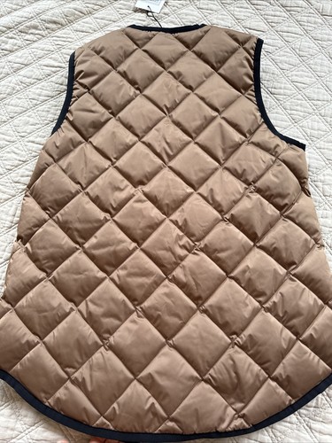 Theory quilted vest taffeta poly LT Camel Brown Black Sz S down NWT - Picture 5 of 14
