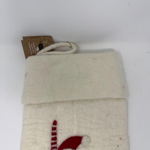 West Elm X PBK Felted Stocking Christmas Holiday Embellished Wool Cream New - Picture 33 of 59