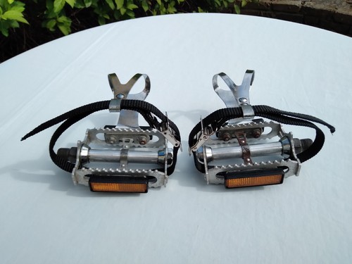 Vintage Bike Pedals. Lyotard 460D Pedals + Christophe Toe Clips + New Toe Straps - Picture 10 of 18