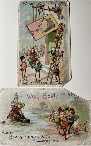 Lot of 2 PALMER COX Brownies Trade Cards MILWAUKEE Wisconsin 1890 1900 Rare - Picture 1 of 19