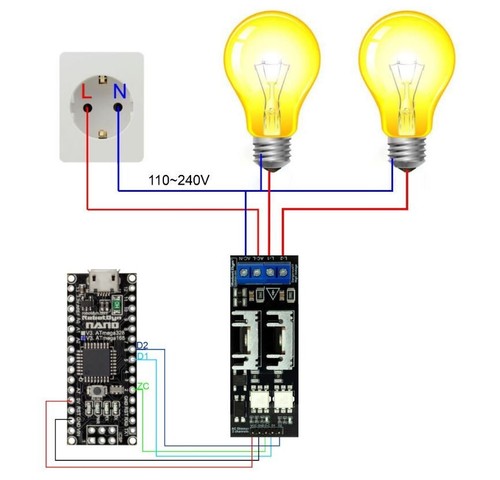 AC Licht lampe und motor Dimmer Modul, 1 Kanal, 3,3 V/5V logic, AC 50/60h 220V - Bild 4 von 4