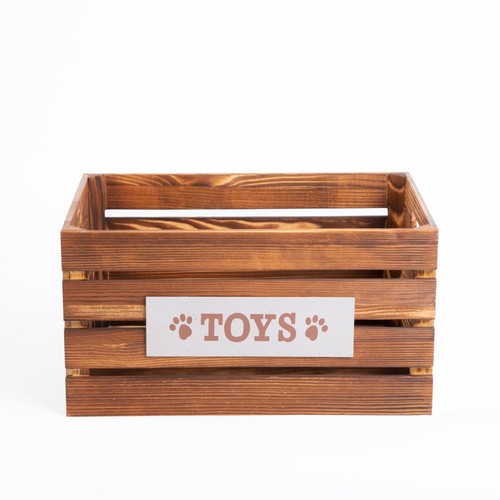Paw Print Dog Toys Chest Storage Collection Box Wooden Crates Hampers - Picture 19 of 20