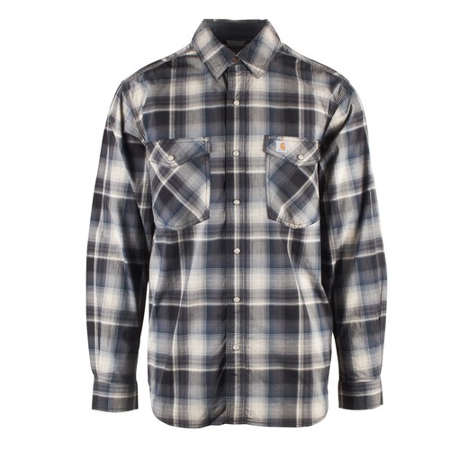 Carhartt Men's Cream Navy Black Plaid L/S Woven Shirt (S21) - Picture 1 of 6