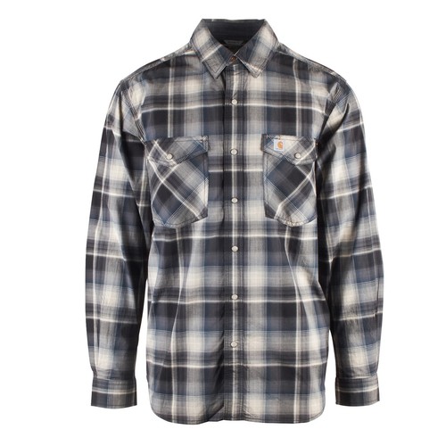 Carhartt Men's Cream Navy Black Plaid L/S Woven Shirt (S21) - Photo 1 sur 6