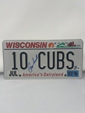 Ron Santo Signed 10 CUBS Wisconsin Vintage License Plate Beckett COA