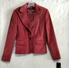 Signature By Larry Levine Women's 2 Button Suede Leather Jacket Size 8