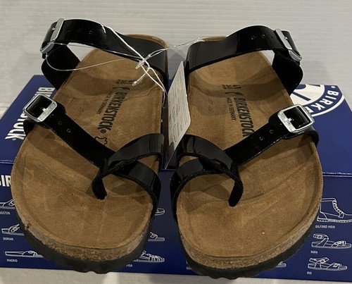 Birkenstock Mayari Black Shiny Patent Birko-flor NEW! Size 41 Narrow Fit, L10 M8 - Picture 3 of 9
