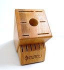 Cutco 13 Slot Solid Oak Knife Block Holds 12 Knives + Sharpener Hole Made in USA