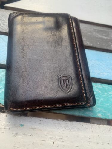LEATHER WALLET 3 Section Tumble Hide Italian 9 Credit Card Divider Money Clip - Picture 1 of 15