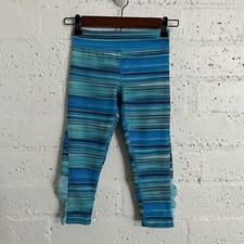 C9 by Champion Girls Athletic Leggings M 7-8 Blue Capri Striped Sheer Calf Z3