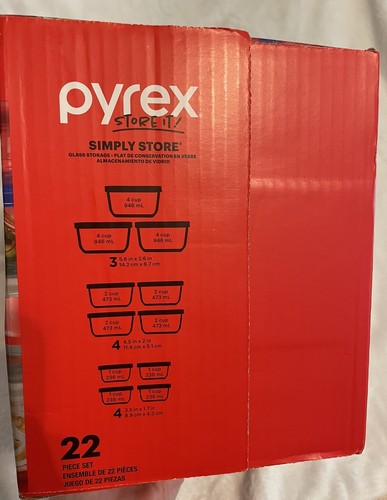 Pyrex Store It Simply Store Glass Storage Set Containers 22 Pieces Multicolor - Picture 6 of 6