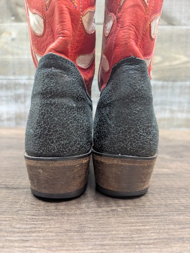 Justin Retro Distressed Black Red White Cowgirl Cowboy Boots Women's sz 7.5 B - Picture 6 of 14