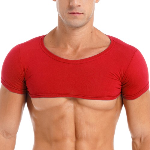 Mens Short Sleeve Crop Top Solid Color Party Club Dance Casual Half T-Shirt Vest - Bild 45 von 84