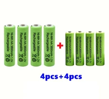 【NEW】HIGH CAPACITY AA3800MAH +AAA3000MAH 1.2V RECHARGEABLE BATTERY SET (8PCS)