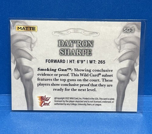 2022 Wild Card Matte Draft Smoking Gun Silver Day'Ron Sharpe /50 UNC - Picture 2 of 2