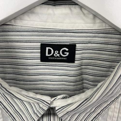 Camicia Dolce e Gabbana vintage uomo grigia media slim fit a righe con bottoni - Foto 4 di 12