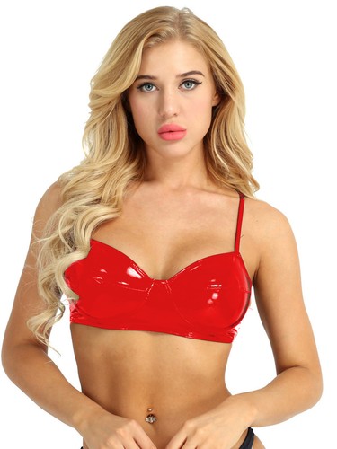 Brasilianischer Damen-Bikini-Badeanzug Liquid Wet Look Metallic glänzend Dessous Set - Bild 42 von 60