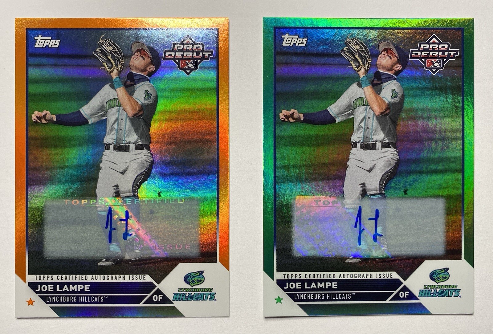 (2 Card Lot) 2023 Topps Pro Debut - Orange Foil #PD-5 Joe Lampe - Auto /25 (RC)