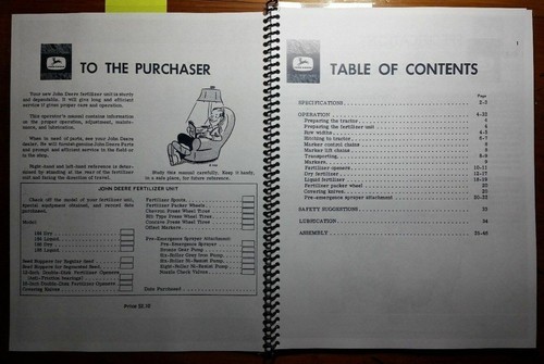 John Deere 184 186 Dry or Liquid Fertilizer Unit 1965- Owner Operator Manual '65 - Picture 4 of 12