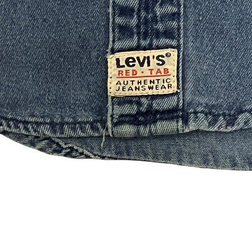Vintage Levi's Denim Shirt Blue Mens S Relaxed Fit Red Tab Cotton Long Sleeve - Picture 4 of 10