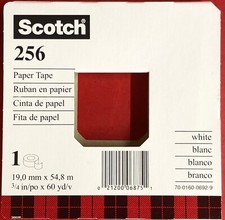  1 ROLL 3M SCOTCH 256 PAPER TAPE 3/4" WIDE x 60 YARDS LONG 3" CORE WHITE 06875