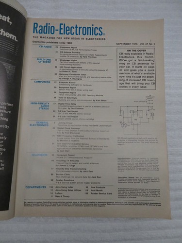 RADIO ELECTRONICS MAGAZINE SEPT 1976 CB ANTENNAS HI FI TESTS DIGITAL CLOCKS - Imagen 2 de 2