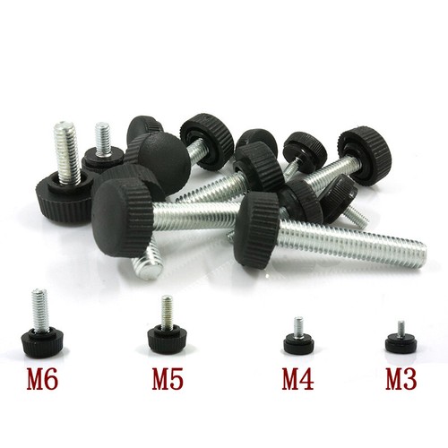 Plastic Round Knurled Thumb Screws M3 M4 M5 Hand Knob Bolts 12# Thumbscrew Black - Picture 2 of 9