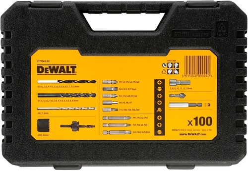 DEWALT SET 100 PUNTE-INSERTI-BIT-FRESA TAZZE PER TRAPANO AVVITATORE +VALIGETTA - Foto 3 di 4