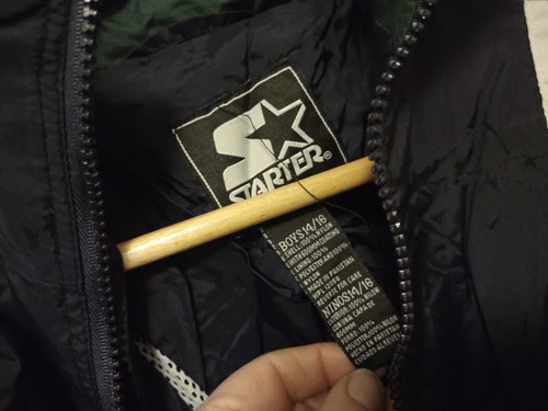 Starter Woven Track Jacket Windbreaker Youth 14/ 16 Black Green Vintage - Picture 6 of 7