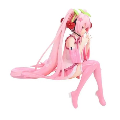 Figura Anime Hatsune Miku Vestido Rosa Postura Sentada PVC Modelo Juguetes de Acción - Imagen 12 de 12