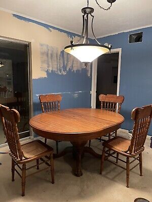 Antique Claw Foot Tiger Oak Dining Table Round Oval Original One Broken Chair Antique Claw Foot Tiger Oak Dining, Used Round Oak Dining Table And Chairs