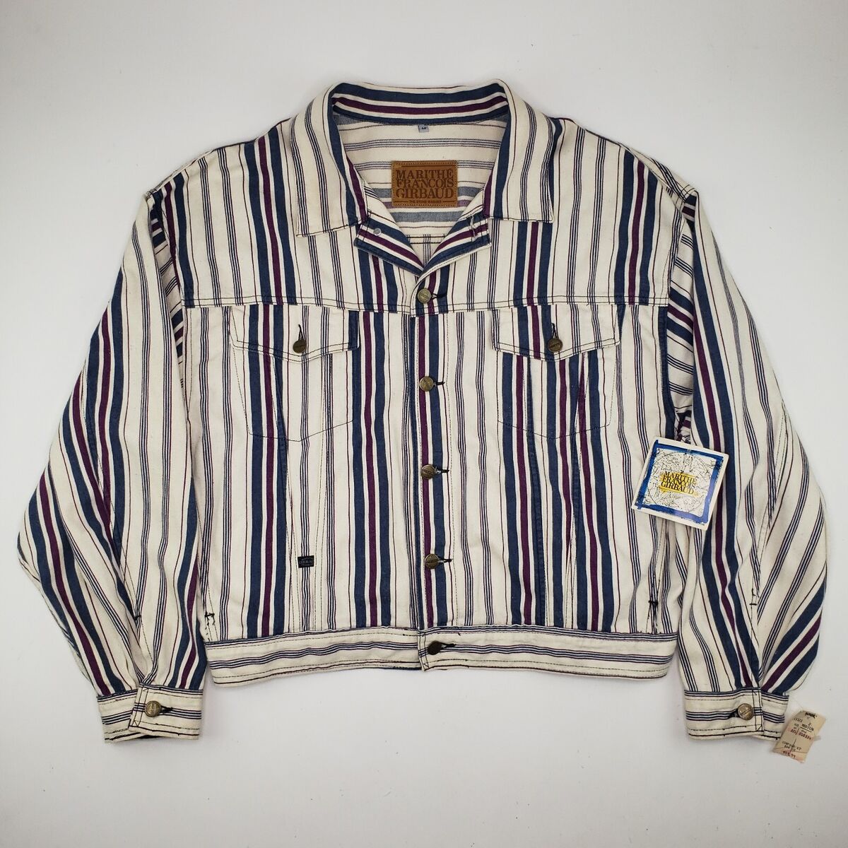 Vintage 90s Marithe Francois Girbaud Striped Denim Trucker